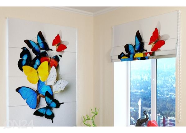 Pimentävä laskosverho Colorful Butterflies 120x140 cm