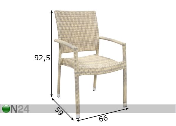 Pinottava parveketuoli WICKER-3 mitat