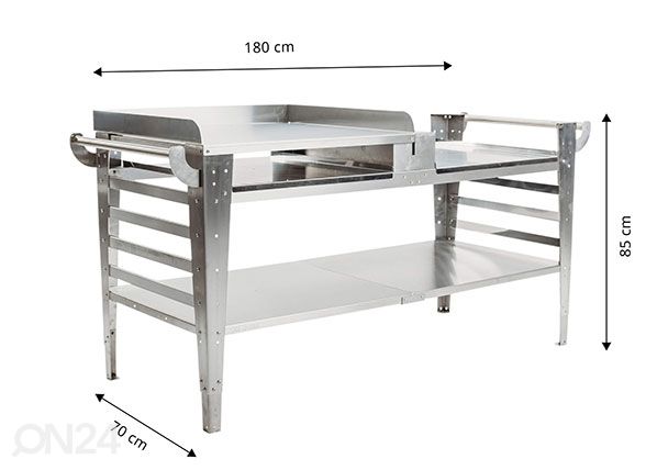 Pizzauunin pöytä Baso-inox-XL mitat