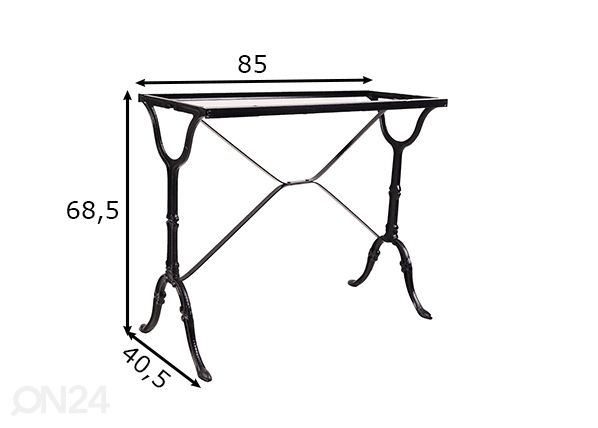 Pöydän runko 40,5x85 cm, musta mitat
