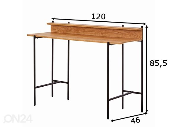Pöytä 46x120 cm, akaasia mitat
