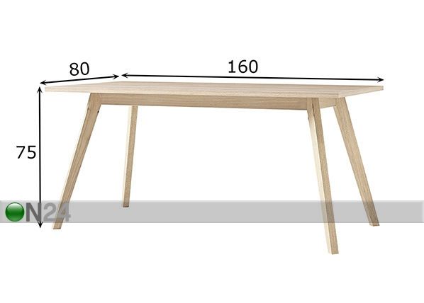 Pöytä OSLO 80x160 cm mitat