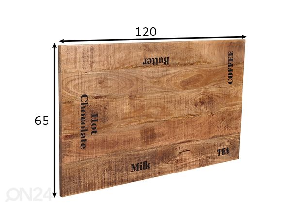 Pöytälevy 65x120 cm, luonnonvärinen mitat