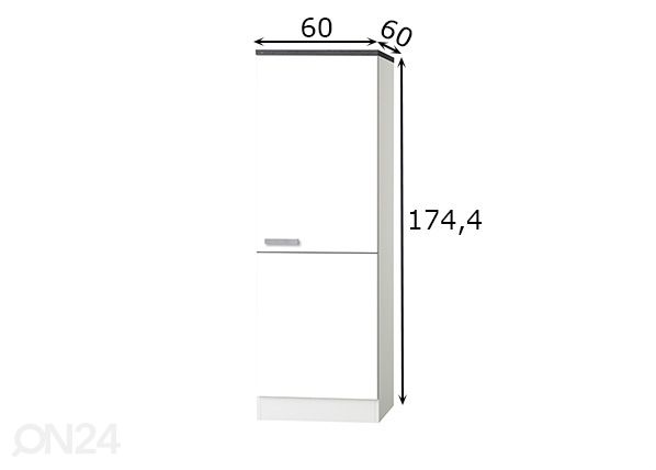 Puolikorkea keittiön kaappi Oslo 60 cm mitat