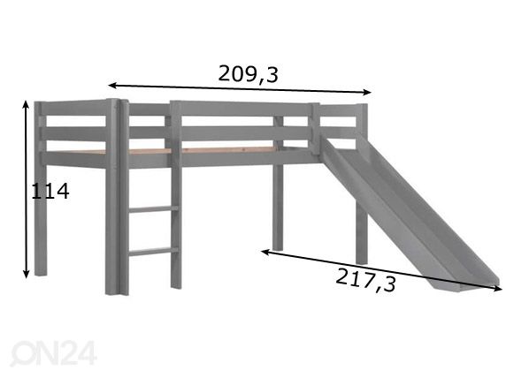 Puoliparvisänky Pino 90x200 cm mitat