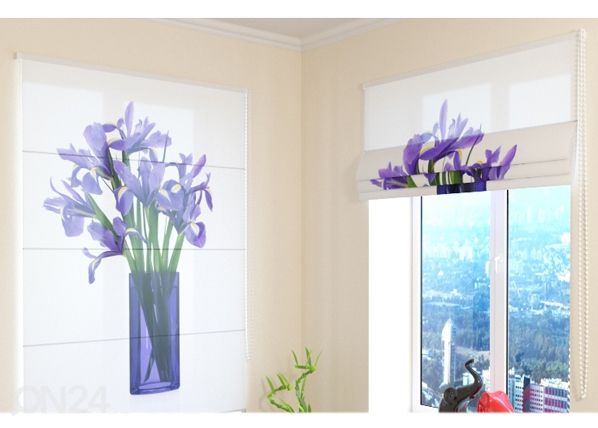 Puolipimentävä laskosverho Bouquet of irises 60x60 cm