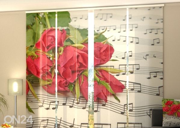 Puolipimentävä paneeliverho Roses and Notes 240x240 cm