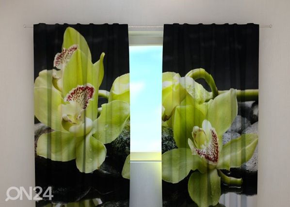 Puolipimentävä verho CITREOUS ORCHIDS 240x220 cm