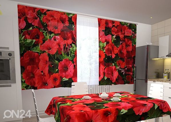 Puolipimentävä verho RED PETUNIAS 200x120 cm