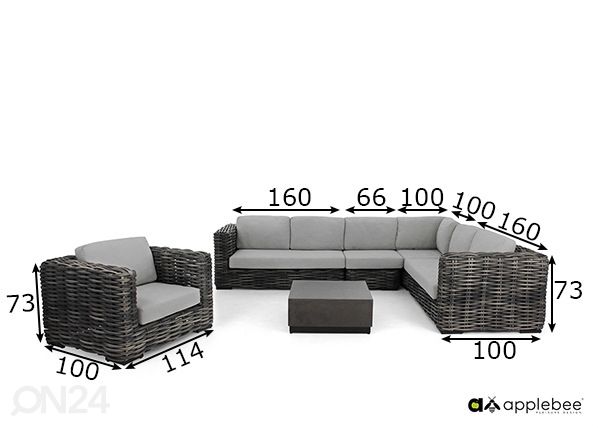 Puutarhakalusteet Elements XL mitat