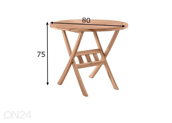 Puutarhapöytä Ø 80 cm mitat