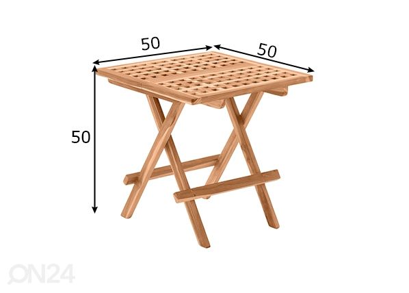 Puutarhapöytä 50x50 cm mitat