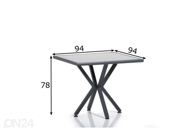 Puutarhapöytä 94x94 cm mitat