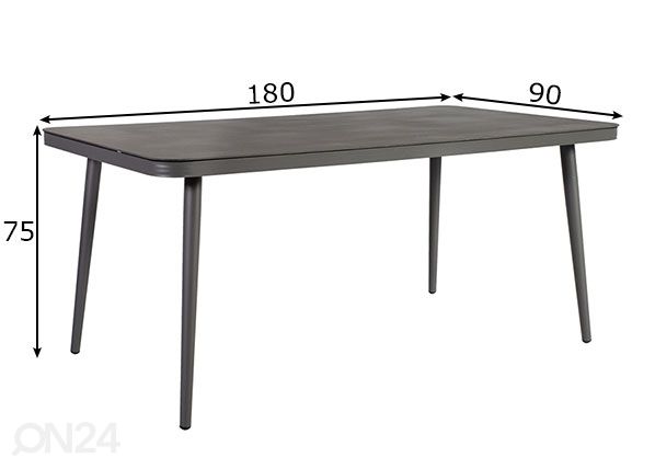 Puutarhapöytä Andros 90x180 cm mitat