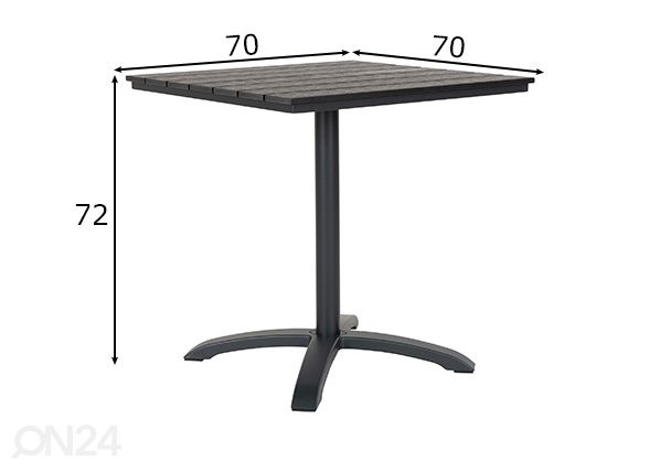 Puutarhapöytä Augusta 70x70 cm mitat
