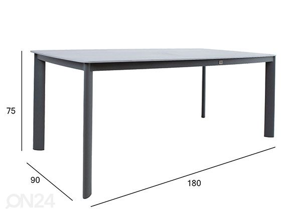 Puutarhapöytä Beida 90x180 cm mitat
