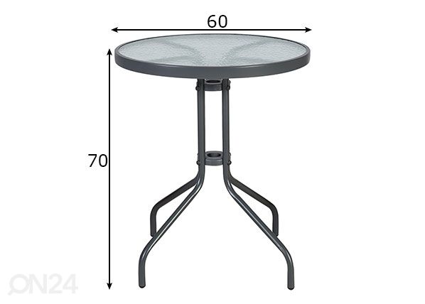 Puutarhapöytä Bistro Ø 60 cm mitat