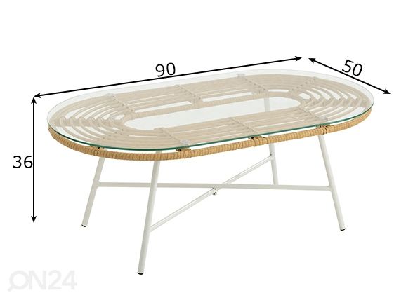 Puutarhapöytä Lowa 90x50 cm mitat