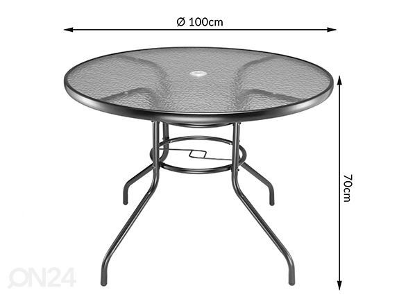 Puutarhapöytä Malaga Ø 100 cm mitat