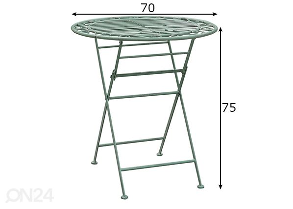 Puutarhapöytä Mint Ø 70 cm mitat