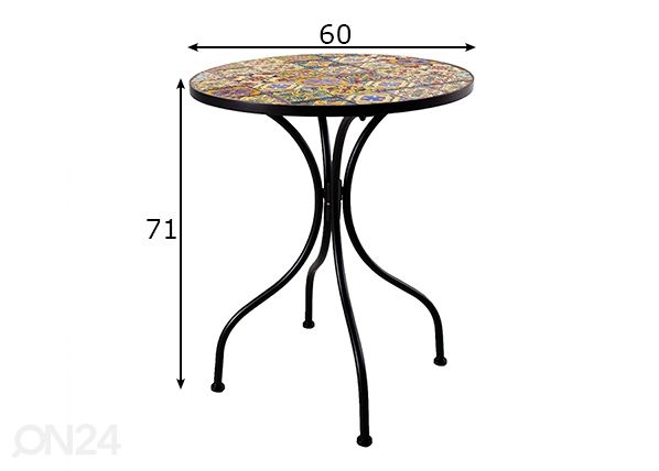 Puutarhapöytä Morocco Ø 60 cm mitat