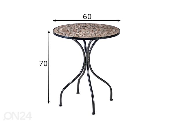 Puutarhapöytä Mosaic Ø 60 cm mitat