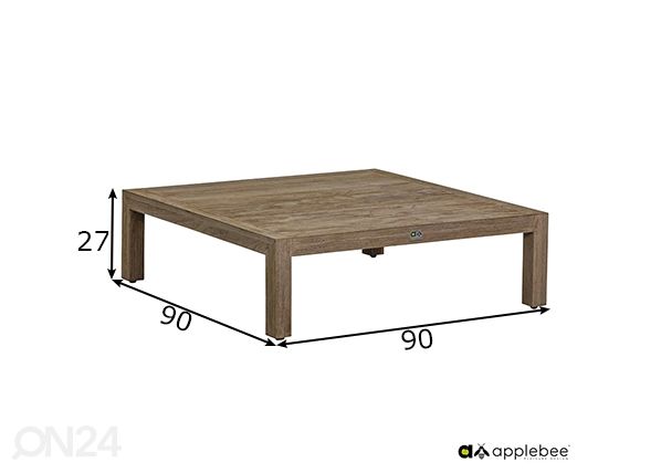 Puutarhapöytä Olive 90x90 cm mitat