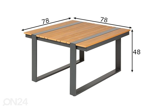 Puutarhapöytä Tampa 78x78 cm mitat