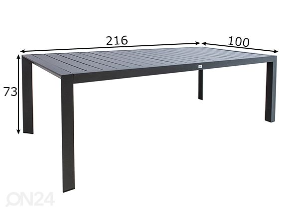 Puutarhapöytä Tomson 100x216 cm mitat