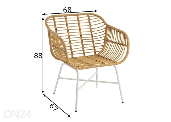 Puutarhatuoli Rachelle 2 kpl mitat