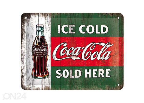 Retro metallitaulu Coca-Cola Ice cold sold here 15x20cm