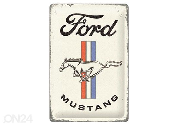 Retro metallitaulu Ford Mustang - Horse & Stripes Logo 20x30 cm