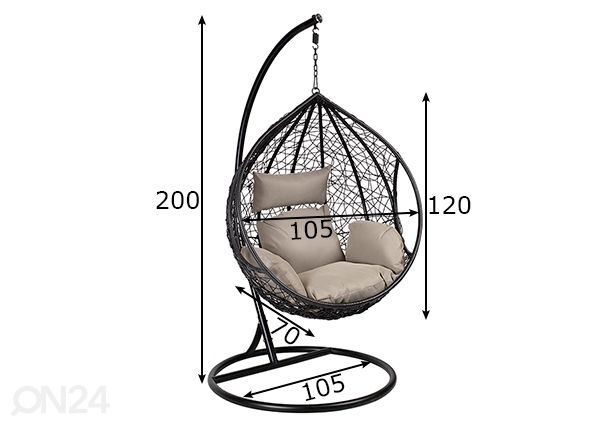 Riipputuoli telineellä Droplet mitat