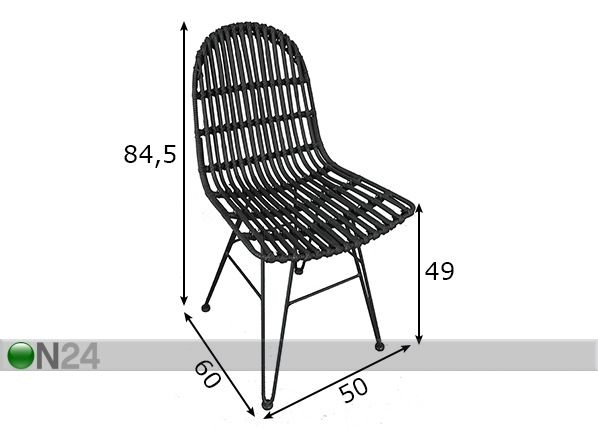 Rottinkituoli Rattan mitat