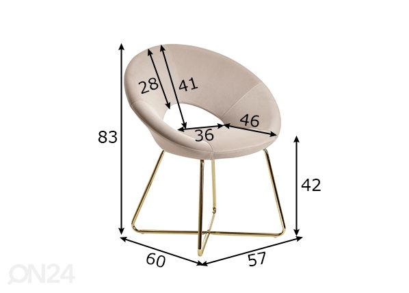 Ruokapöydän tuoli, beige mitat