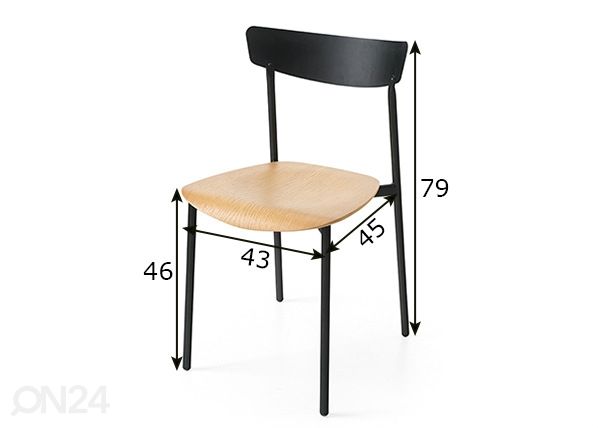 Ruokapöydän tuoli Clip, 2 kpl mitat
