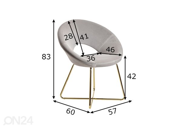 Ruokapöydän tuoli, harmaa mitat