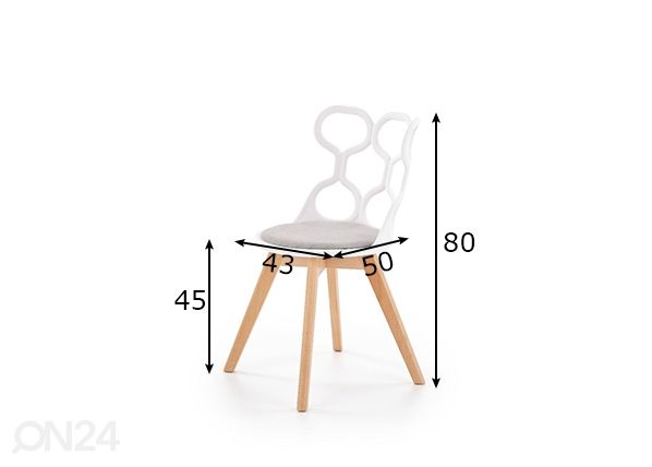 Ruokapöydän tuoli K308, 2 kpl mitat