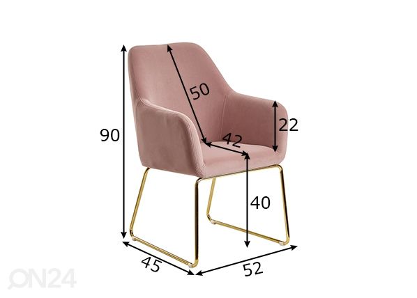 Ruokapöydän tuoli, vaaleanpunainen mitat