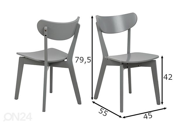 Ruokapöydän tuolit, 2 kpl mitat