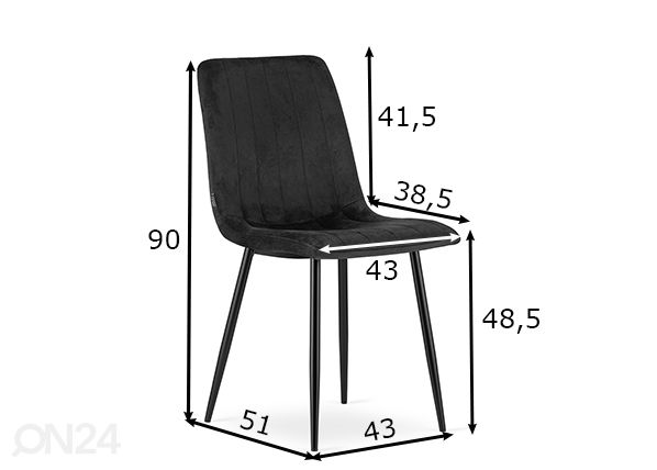 Ruokapöydän tuolit, 4 kpl mitat