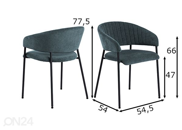 Ruokapöydän tuolit Ara, 2 kpl mitat