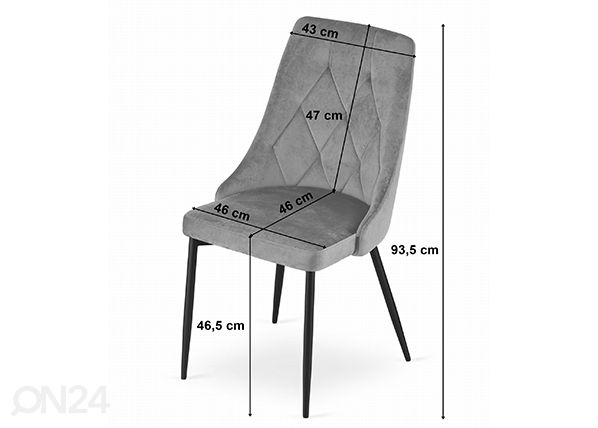 Ruokapöydän tuolit Imola 2 kpl, harmaa mitat
