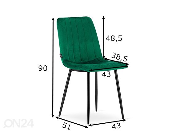 Ruokapöydän tuolit Lava, 4 kpl tummanvihreä mitat