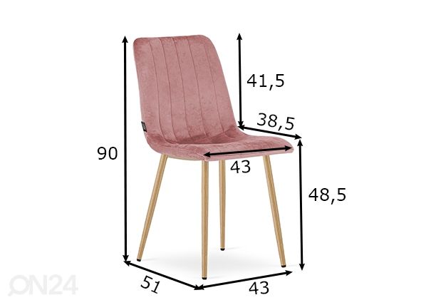 Ruokapöydän tuolit Lava, 4 kpl vaaleanpunainen mitat