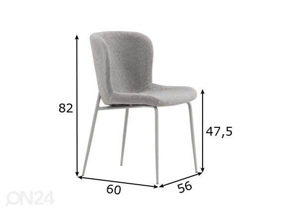 Ruokapöydän tuolit Modesto, 2 kpl mitat