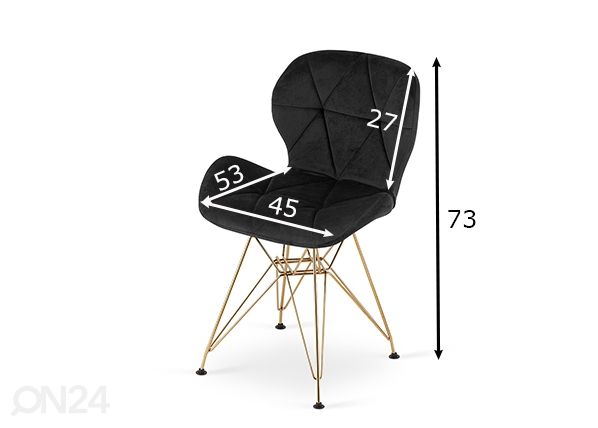 Ruokapöydän tuolit Nest 2 kpl, musta / kullanvärinen mitat