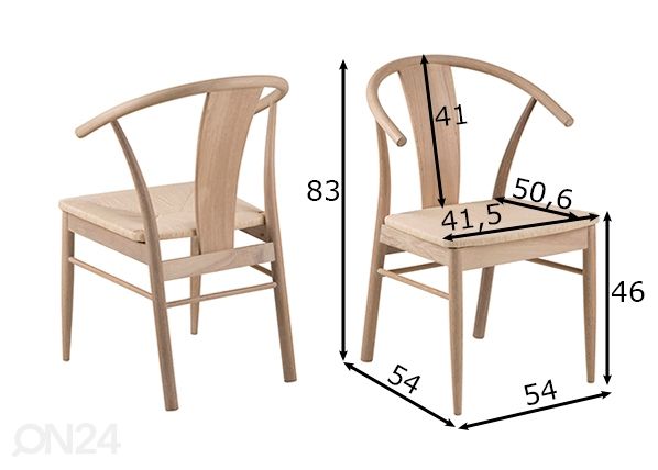 Ruokapöydän tuolit Oro, 2 kpl mitat