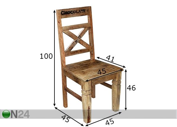 Ruokapöydän tuolit Rustic, 2 kpl mitat