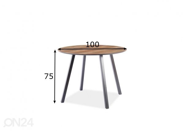 Ruokapöytä Ø 100 cm mitat